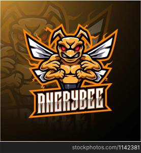 Angry bee esport mascot logo design
