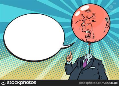 angry bloated red boss bubble. Comic book cartoon pop art retro drawing illustration. angry bloated red boss bubble