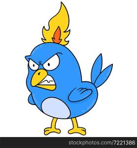 angry blue chick cartoon