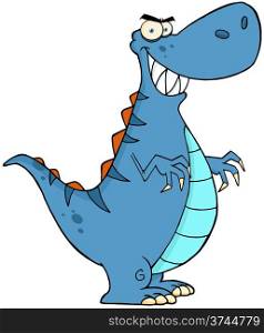 Angry Blue Dinosaur Cartoon Character