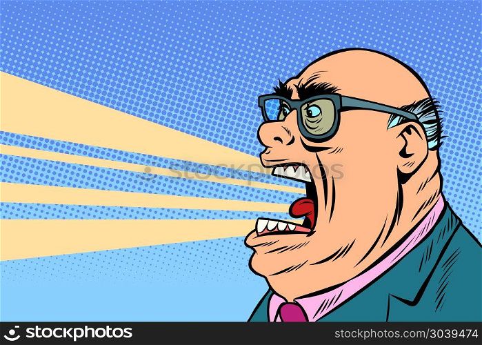 angry boss yells. angry boss yells. Comic book cartoon pop art retro illustration. angry boss yells