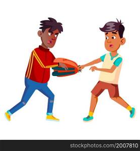 Angry boy fight swear. School child fight. vector character flat cartoon Illustration. Angry boy swear
