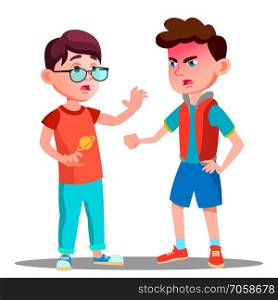 Angry Boy Screaming At Friend Vector. Illustration. Angry Boy Screaming At Friend Vector. Isolated Illustration