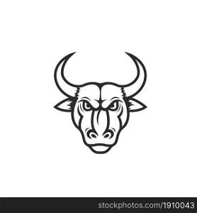 angry bull black line icon vector illustration design template