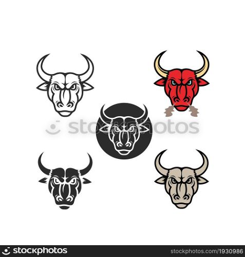 angry bull mascot icon vector illustration design template