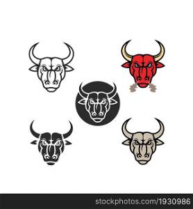 angry bull mascot icon vector illustration design template
