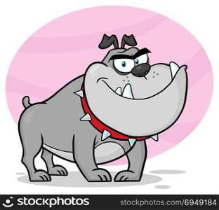 Angry Bulldog Dog Cartoon Mascot Character Gray Color. Illustration Isolated On White Background