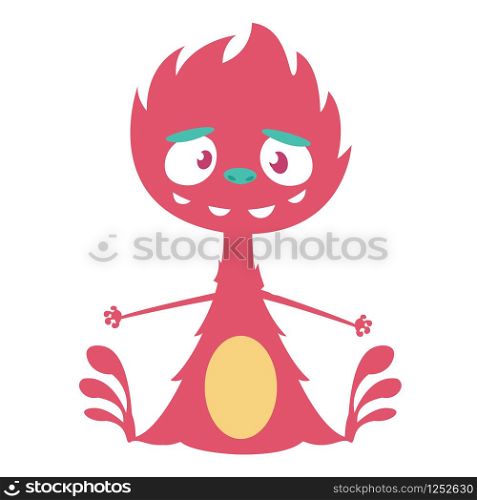 Angry cartoon dragon. Vector Halloween red monster illustration. Design for children book, sticker, print or party decoration. Funny cartoon monster character