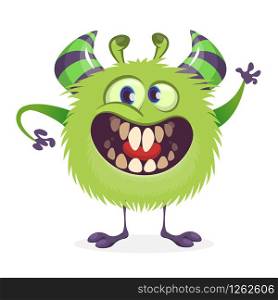 Angry cartoon green monster. Vector illustration of monster character for Halloween