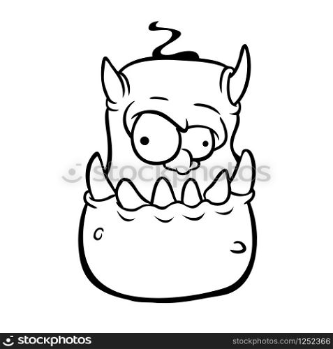 Angry cartoon monster character outlines. Coloring book. Halloween illustration