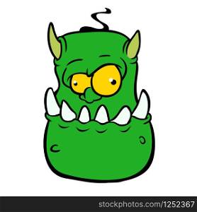 Angry cartoon monster demon character outlines. Halloween illustration