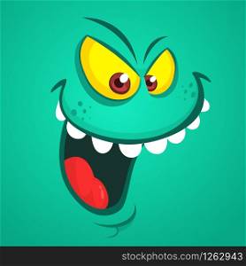 Angry cartoon monster face. Vector Halloween monster avatar