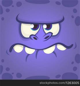 Angry cartoon monster face. Vector Halloween monster avatar. Design for print, t-shirt, children book, party decoration