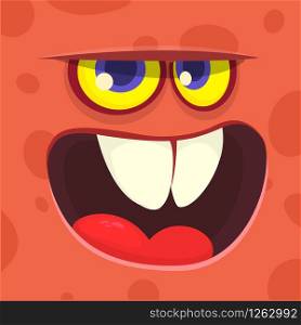 Angry cartoon monster. Vector Halloween excited monster devil with big mouth