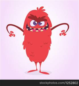 Angry cartoon monster. Vector red monster illustration. Halloween design