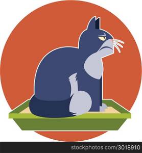 Angry cat on the toilet. Flat Vector image of the Angry cat on the toilet
