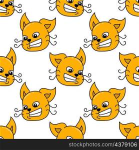 angry cat seamless pattern textile print