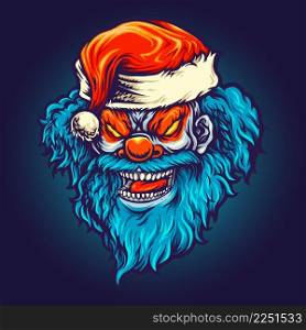 Angry Clown Santa Hat Vector illustrations for your work Logo, mascot merchandise t-shirt, stickers and Label designs, poster, greeting cards advertising business company or brands.