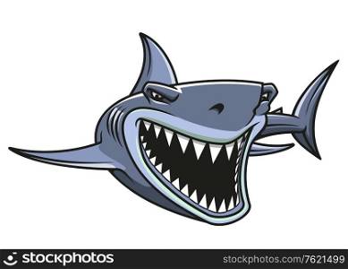 Angry danger shark in cartoon style for mascot design