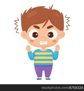 Angry dissatisfied boy. Male character emotion. Vector illustration in cartoon style



