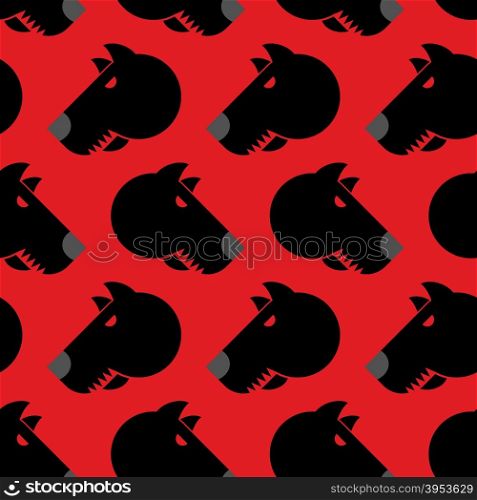Angry dog seamless pattern. Background of aggressive animal with red eyes. Terrible texture pet.