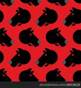 Angry dog seamless pattern. Background of aggressive animal with red eyes. Terrible texture pet.