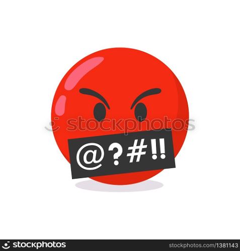 Angry emoji isolated on white background. Angry Red Emoticon concept. Vector stock