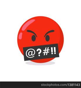 Angry emoji isolated on white background. Angry Red Emoticon concept. Vector stock