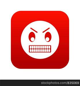 Angry emoticon digital red for any design isolated on white vector illustration. Angry emoticon digital red