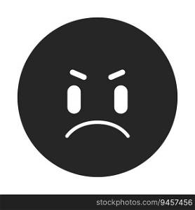 Angry emoticon flat monochrome isolated vector object. Hate, dislike reactions. Angry face emoji. Editable black and white line art drawing. Simple outline spot illustration for web graphic design. Angry emoticon flat monochrome isolated vector object