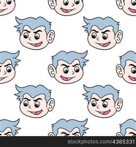 angry face boy expression seamless pattern textile print