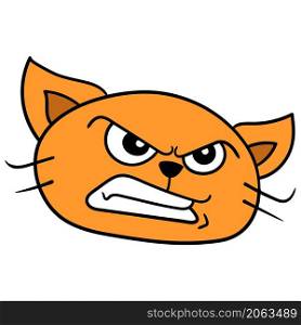 angry face head cat pet