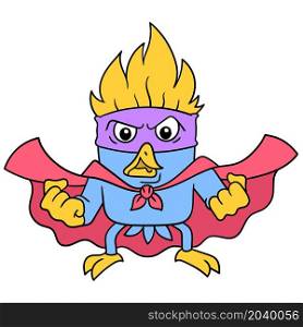 angry faced superhero bird collects strength