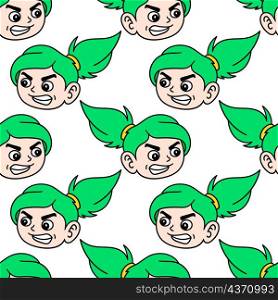 angry girl seamless pattern textile print