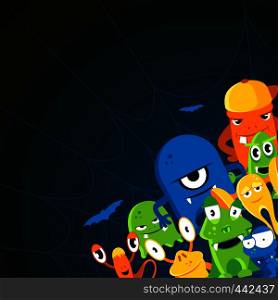 Angry halloween monsters. Cartoon vector background. Colored characters monsters illustration. Angry halloween monsters. Cartoon vector background