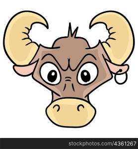 angry horned bull buffalo bull head
