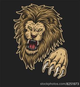 angry lion attack vector illustration