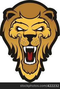 Angry Lion Head Mascot. Logotype. Emblem