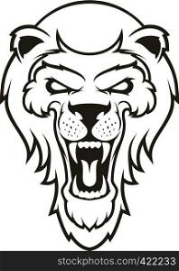 Angry Lion Head Mascot. Logotype. Emblem