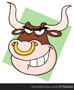 Angry Longhorn Head Cartoon Mascot