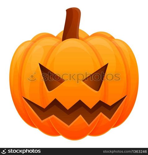 Angry magic pumpkin icon. Cartoon of angry magic pumpkin vector icon for web design isolated on white background. Angry magic pumpkin icon, cartoon style
