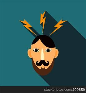 Angry man icon. Flat illustration of angry man vector icon for web. Angry man icon, flat style