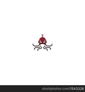 Angry octopus robot logo icon vector template