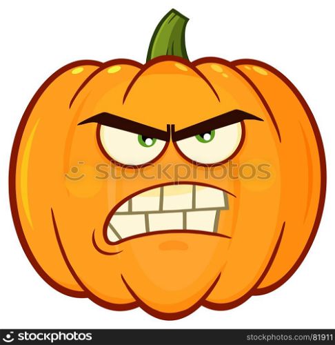 Angry Orange Pumpkin Vegetables Cartoon Emoji Face Character With Grumpy Expression