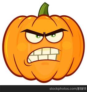 Angry Orange Pumpkin Vegetables Cartoon Emoji Face Character With Grumpy Expression