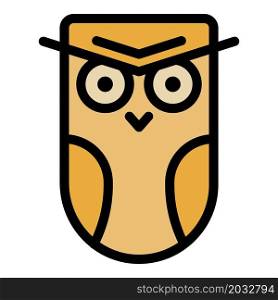 Angry owl icon. Outline angry owl vector icon color flat isolated. Angry owl icon color outline vector