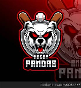 Angry Pandas Baseball Animal Mascot Sport Club Team Badge