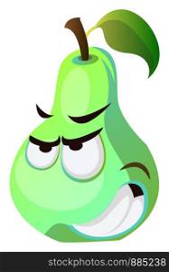Angry pear cartoon face illustration vector on white background