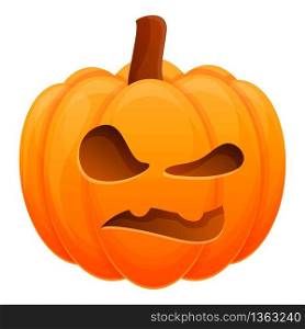 Angry pumkin icon. Cartoon of angry pumkin vector icon for web design isolated on white background. Angry pumkin icon, cartoon style