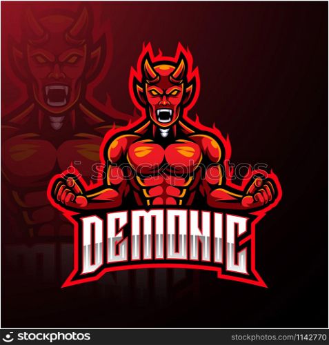 Angry Red devil esport mascot logo design